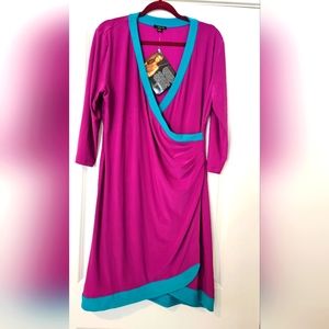 Iman dress size XL, NWT,  magenta and teal